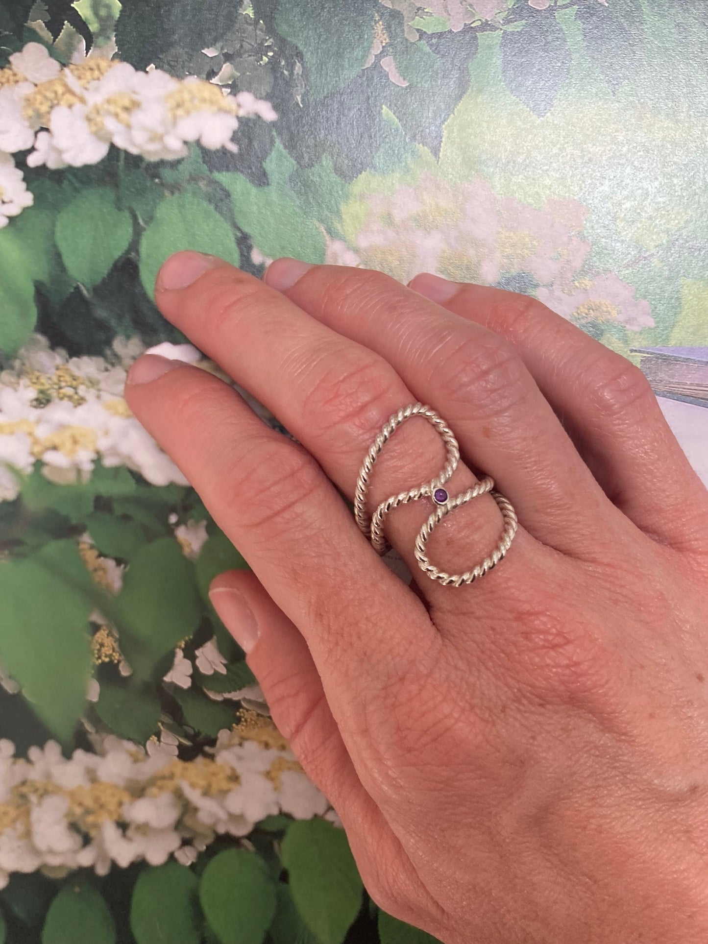 Amethyst floral ring