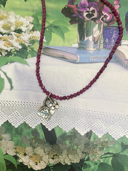 Strawberry and blossom necklace