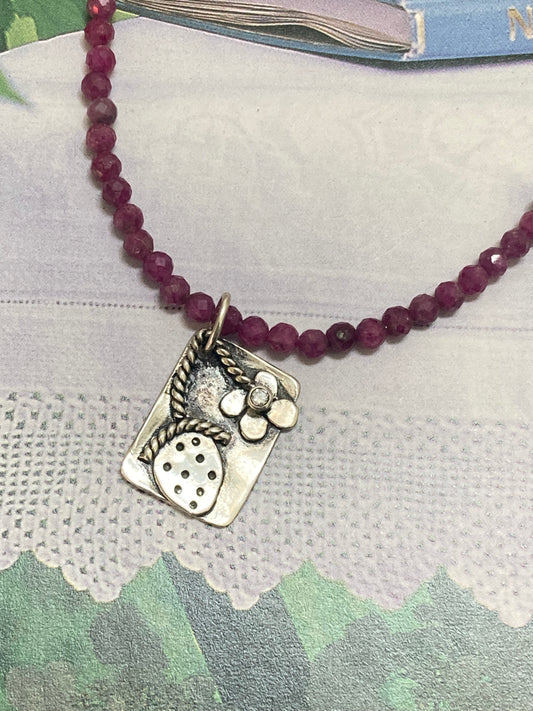 Strawberry and blossom necklace