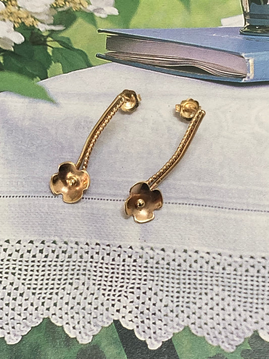 14k gold flower drop earrings